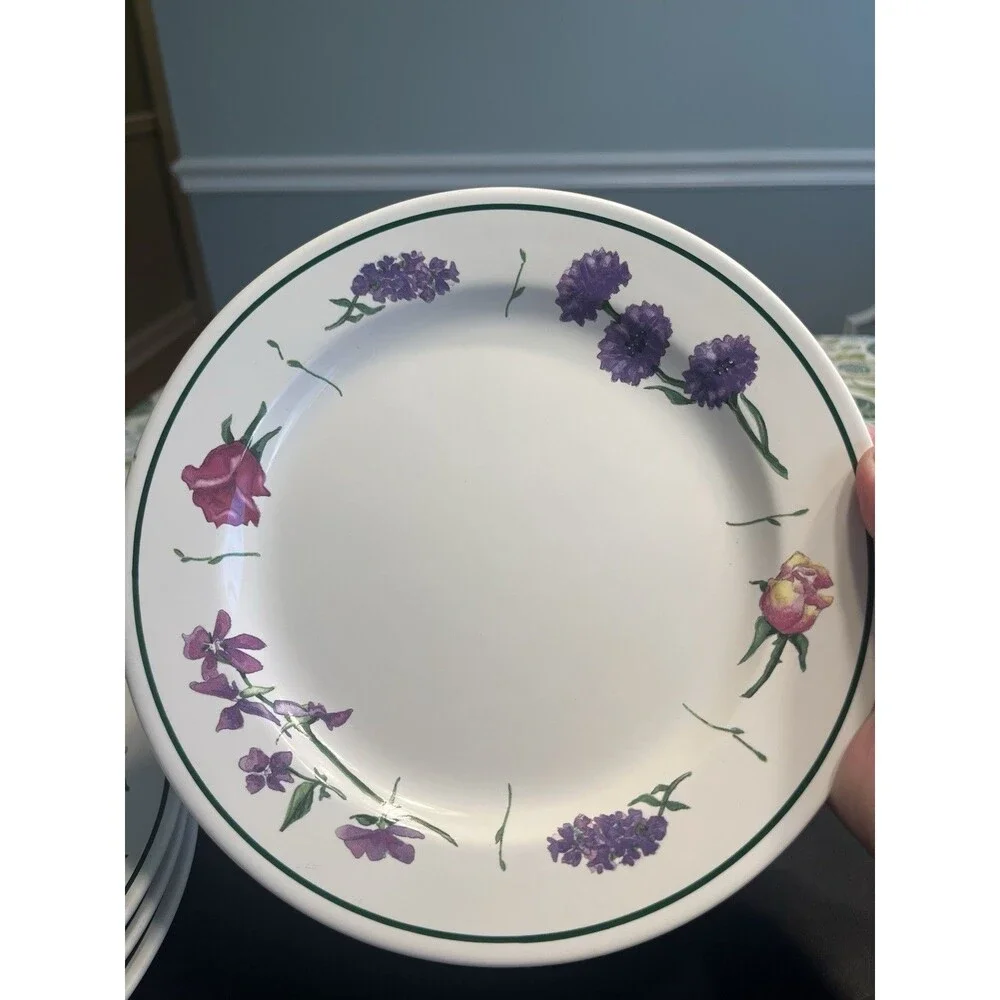 Williams Sonoma Floral Le Jardin 8.75” Luncheon Salad Plates Portugal 4pc